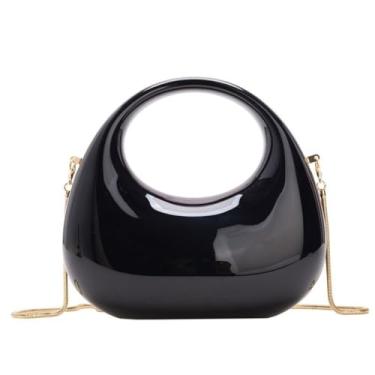 Imagem de GSYPS Bolsa Feminina de Acrílico Fofa Clutch Pequena Exclusiva Bolsa Moderna de Metal para Festa e Coquetéis, Preta, 21 cm x 7 cm x 21 cm