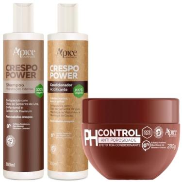 Imagem de Kit Crespo Power Apse Shampoo + Condicionador + Mascara Ph Control Anti Porosidade Capilar 280g