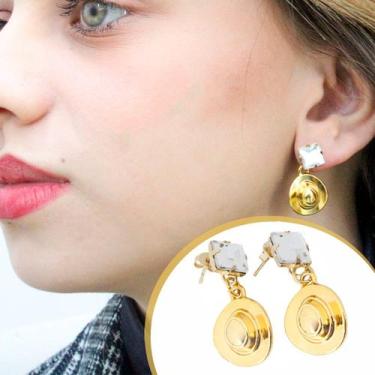 Imagem de Brincos Feminino Pingente Chapéu Country Banhado Semijoia - GRANADO AC