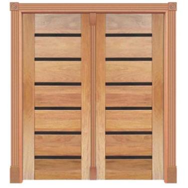 Imagem de Portal Pivotante Madeira Maciça Cedro Arana BBB Com Frisos Preto 561 C