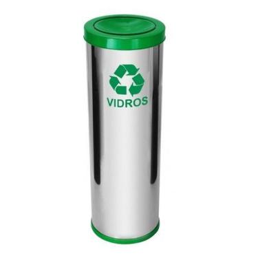 Imagem de Lixeira Em Aço Inox Com Tampa Meia Esfera Pintada 30 Litros - JSN