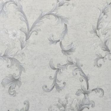 Imagem de Papel de Parede Importado Vinílico Floral Off white com Prata - Rolo 9