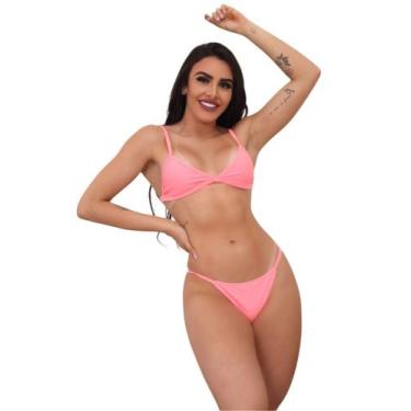 Imagem de Biquíni Feminino Aviador Liso Com Bojo Calcinha de Tira Lateral - Mult