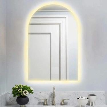 Imagem de Espelho lapidado Arco Janelinha Iluminado com LED Quente - 80x100cm - 