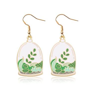 Imagem de FUSTMW Brincos de cacto, verde, cacto, joias, pingente de cacto, presente para mulheres e meninas, Small, Metal, nagem