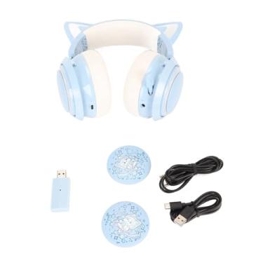 Imagem de Vomeko w ireless Gaming Headsets, RGB Light Cat Ear Headphone, Bluetooth w ireless Headphones, com microfone retrátil giratório de 120 graus para laptops (Azul)
