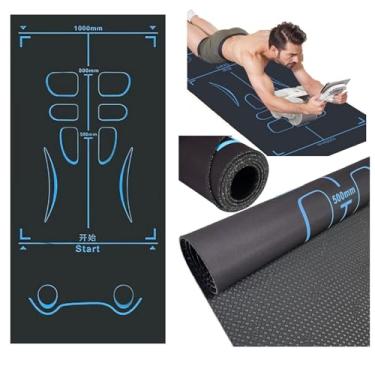 Imagem de Tapete de equipamento de exercício com bolsa de armazenamento para roda de rolo abdominal antiderrapante almofada de chão de academia 7 mm isolamento de som extra longo tapete de ioga para exercícios