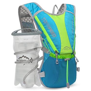 Imagem de Mochila de hidratação, colete de hidratação para corrida com bexiga de água de 1,5 L (50 oz) para homens e mulheres, mochila de água leve para caminhadas, ciclismo, escalada, acampamento (azul claro)