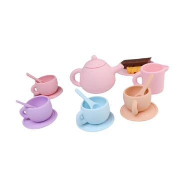 Imagem de YIJU Tarde jogar festa role play brinquedo de cozinha fingir jogar, brinquedo de artesanato, conjunto de jogo de cozinha crianças brinquedo de festa de chá