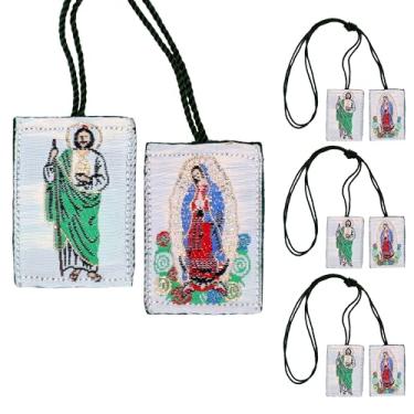 Imagem de Escapulario de San Judas Tadeo pacote com 3 colar San Judas colar católico escapulário colar de São Judas Escapulário católico marrom escapulário verde Escapulário Escapulário de la Virgen de