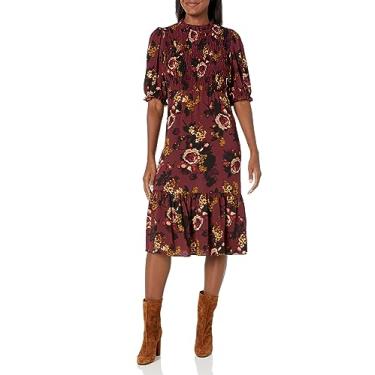 Imagem de London Times Vestido midi transparente com gola alta, Vermelho, 40