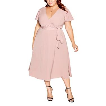 Imagem de City Chic Vestido feminino plus size com cinto para jardim, Rosa de camurça, 50