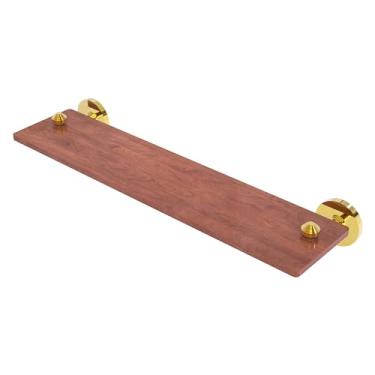 Imagem de Prateleira de madeira de ferro IPE sólida Allied Brass SB-1-22-IRW South Beach Collection, 55 cm, latão polido