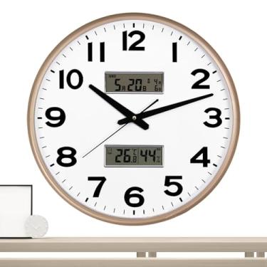 Imagem de Relógio de parede para quarto, relógio de parede grande,Relógio de parede com temperatura, umidade, calendário perpétuo - Relógio de parede moderno decorativo preciso da cozinha para quarto, banheiro