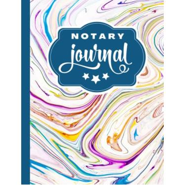 Imagem de Notary Journal: 8.5x11 Large Notarial Logbook/With 200 Numbered Pages - Two Record Logs Per Page / 400 Records/Ledger Book Gift For Signing Agents/Purple Teal White Gold - Marble Swirl Art