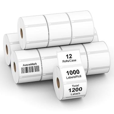 Imagem de Substituição de etiquetas térmicas diretas compatíveis com 12 rolos para DYMO 30334 (2-1/10.2 cm x 1-1/10.2 cm), etiqueta postal de endereço AveneMark Use com DYMO Labelwriter 450, 450 Turbo,