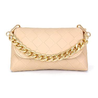 Imagem de Pochete feminina de couro PU, bolsa de cintura, cassete, pochete pequena para festa, Bege, Small, Pochete