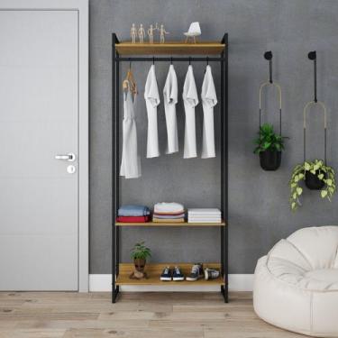 Imagem de Estante Closet Arara Industrial 3 Prateleiras 187x80cm Dynamica Yescas
