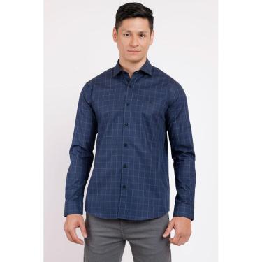 Imagem de Camisa Aramis Slim Tricoline Grid Xadrez Marinho-Masculino