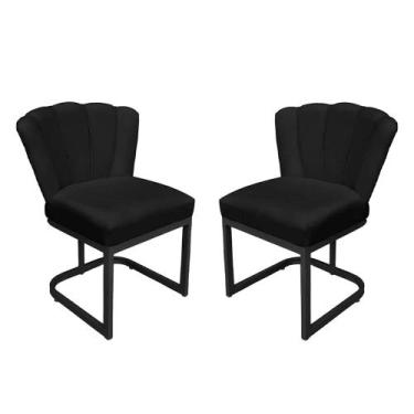 Imagem de Kit Cadeira Pétala Base Preta Veludo Preto - Belliv Decor