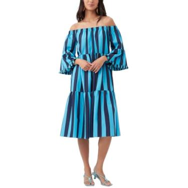 Imagem de Trina Turk Vestido feminino tomara que caia, Abaixo do convés azul/índigo, M