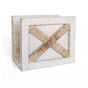 Imagem de Porta-guardanapos de fazenda para mesa, porta-guardanapos para cozinha, porta-guardanapos rústico vintage de madeira, dispensador de guardanapo de madeira envelhecida