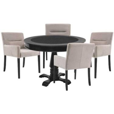 Imagem de Mesa de Jogos Carteado Redonda Victoria Tampo Reversível Preto com 4 C