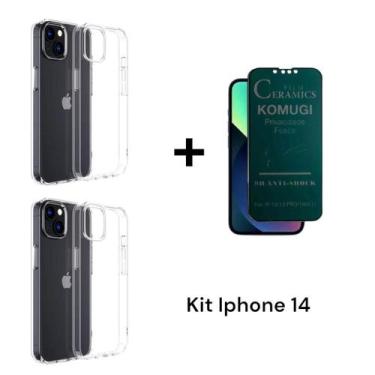 Imagem de 2UN Capa Capinha Transparente Anti Impacto Para Iphone 14 + 1UN Pelícu