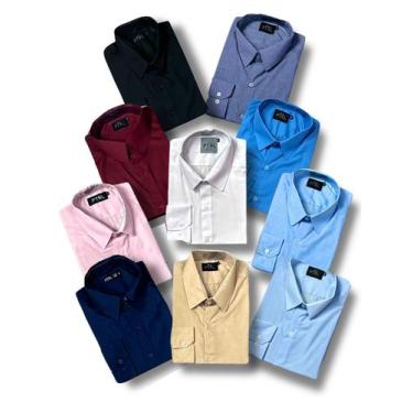 Imagem de KIT 10 peças - Camisa Social Manga Longa Slim e Tipo Linho (sem cinza)