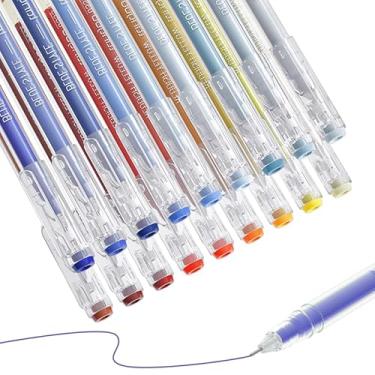 Imagem de languo Canetas de gel de 18 cores para livros de colorir para adultos – Marcadores de gel de ponta fina para desenho, diário, arte, material escolar (cores azul e laranja)