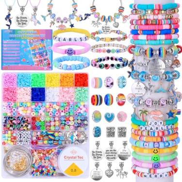 Imagem de AIPRIDY 3600 Peças De Kit De Fabricação De Pulseiras De Brinquedos Para Meninas, Atividade De Joias De Unicórnio/Sereia, Contas Planas De Estilo Universitário Para Fabricação De Joias De Amizade, Ar