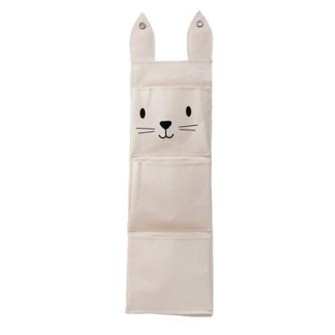 Imagem de Cesto infantil de parede com 3 bolsos de algodão coelho - Oikos, U, BR