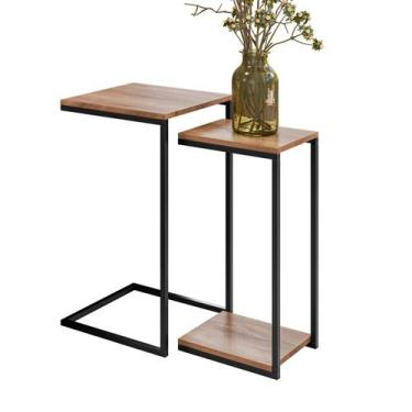 Imagem de Mesa Auxiliar Lateral Madeira Demolição Indrustrial Aurora - Fina Mobí