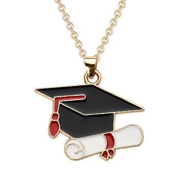 Imagem de Sisadodo Colar de formatura presente para mulheres e homens, colares com pingente de mortarboard para filhos, filhas, colégios, presentes de formatura, Small, Metal, Sem Pedra Preciosa