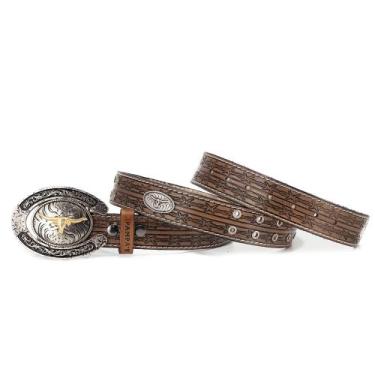 Imagem de Cinto Masculino Country De Couro Detalhe Ferradura Fivela Boi Dourada 