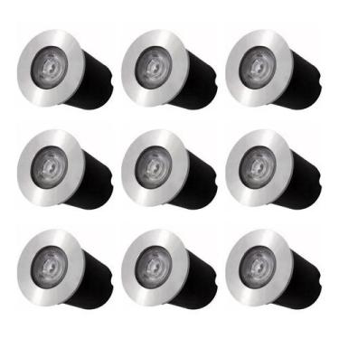 Imagem de Kit 9x Balizador Blindado Piso LED 1W IP67 Bivolt Branco Quente - Gala