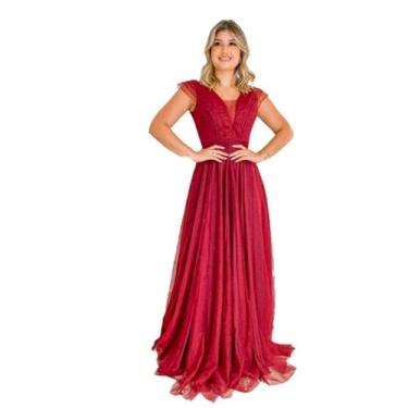 Imagem de Vestido De Festa Brilhante Casamento Madrinhas Mãe Noiva - Glamoor Fes