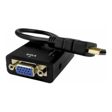 Imagem de Cabo Conversor Adaptador Hdmi X Vga Saída De Áudio P2 Novo