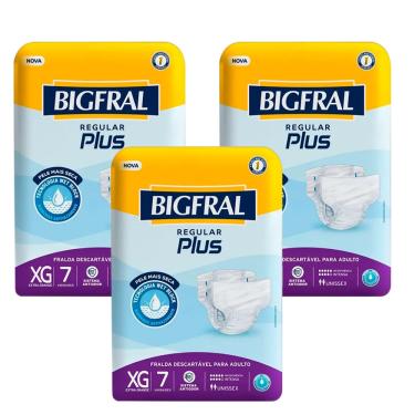 Imagem de Kit 3 unidades - Fralda Geriátrica Bigfral Regular Plus xg 7 Unidades