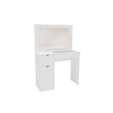 Imagem de Penteadeira Camarim Juvenil Bahia 1 Porta e 2 Gavetas c/ Espelho Branco - Politorno