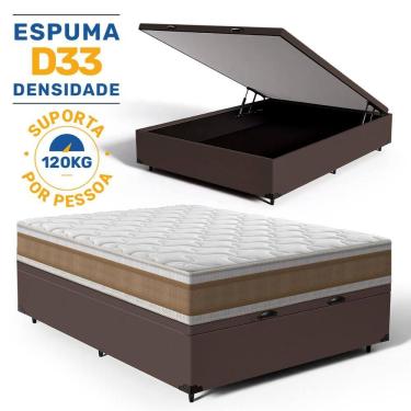 Imagem de Cama Box Baú com Colchão de Espuma D33 Double Face Air Pro Força Anjos Casal 138cm