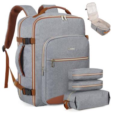Imagem de Mochila de viagem LOVEVOOK Carry on 40L com laptop de 17 polegadas cinza