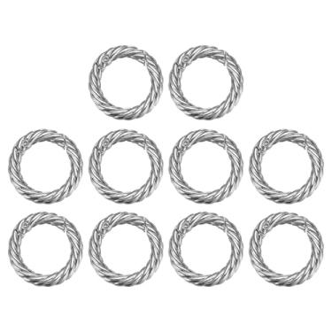 Imagem de HARFINGTON 10 peças de anéis de mola redondo de 3/10.2 cm gatilho de metal gancho de pressão círculo prata chaveiro clipe chaveiro para bolsas bolsa porta-chaves