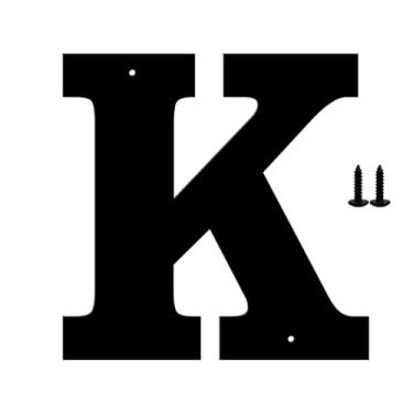 Imagem de Números e letras de casa de metal moderno - revestimento preto à prova de intempéries, ideal para decoração de jardim, porta e caixa de correio, com kit de unhas de fácil instalação (12,7 cm, K)