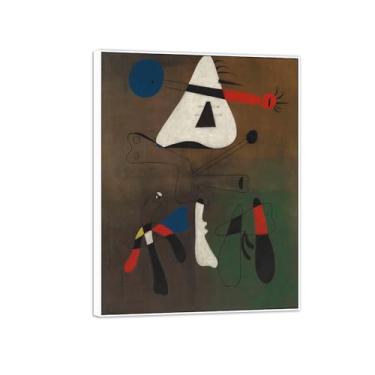 Imagem de MUHJDYC Joan Miró Imagem de arte de parede em tela - reprodução de impressões de arte famosas abstratas - pinturas com moldura branca para decoração de sala de estar (pintura 3) 30 x 40 cm - 12 x 16