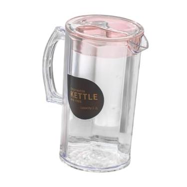 Imagem de WeiLaiKeQi Water Pitcher Cheve Kettle Recipiente de chaleira clara e fria jarro de água com tampa para bebida Lemonade Gelus, Rodada Rosa
