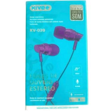 Imagem de Kive KV-039 Fone de Ouvido Estéreo com Microfone, Design Ergonômico, Cabo Trançado.