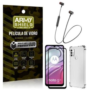 Imagem de Fone Bluetooth Hs615 Moto G20+Capinha Anti Shock+Película 3D - Armyshi