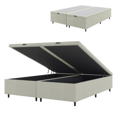 Imagem de Cama Box Com Baú King 1,93m Prince Suede Bege