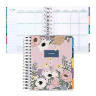 Imagem de Erin Condren Agenda de vida em espiral de 12 meses (julho de 2025 a junho de 2026), calendário semanal e mensal de 17,78 x 23 cm, papel de peso de texto de 36 kg, capas de buquê, tema hexagonal